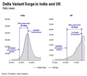 Delta Variant Surge in India and UK - Daily Cases