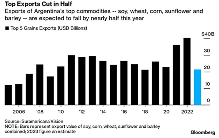 Top Exports cut in half